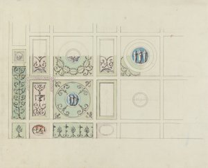 Design til loftet i spisestuen, Headfort House (wc, grå vask og pen & sort blæk over grafit på papir)